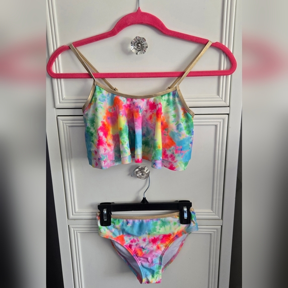Betsey Johnson Other - Betsey Johnson Girls Multicolor Tie-Dye Bikini with Gold Accents Size 10